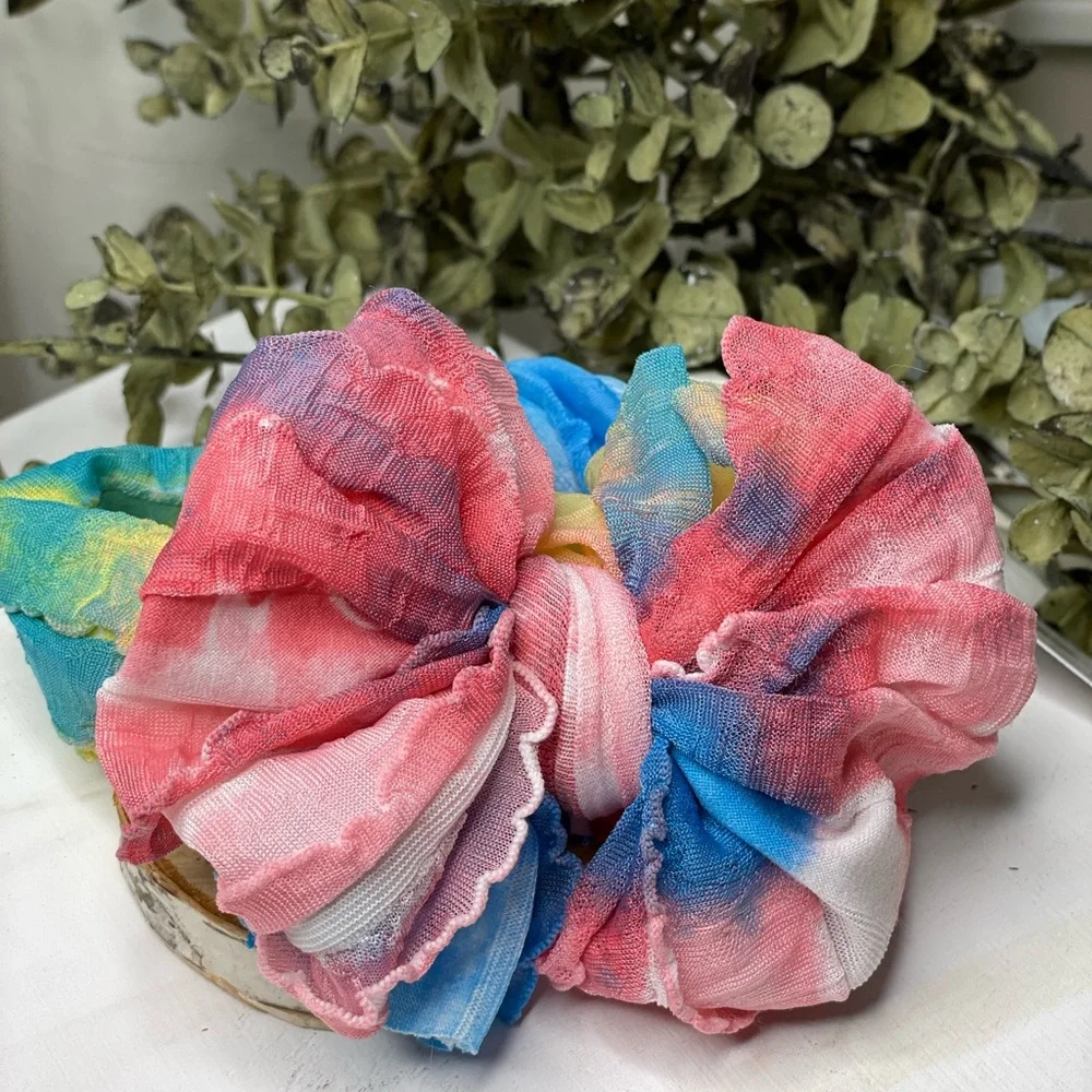 Tie Dye Ruffled Headband newborn up to 4/5 years
